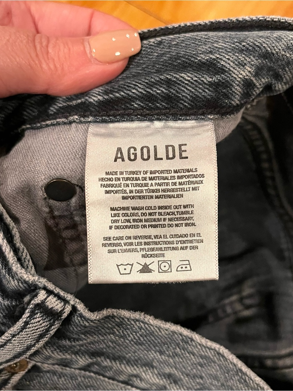 AGOLDE Riley High Rise Straight Jeans Size 24 Washed Black 100% Cotton Premium D - Picture 5 of 6